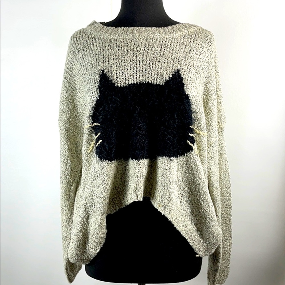 A’Reve Heathered Cat Face Sweater